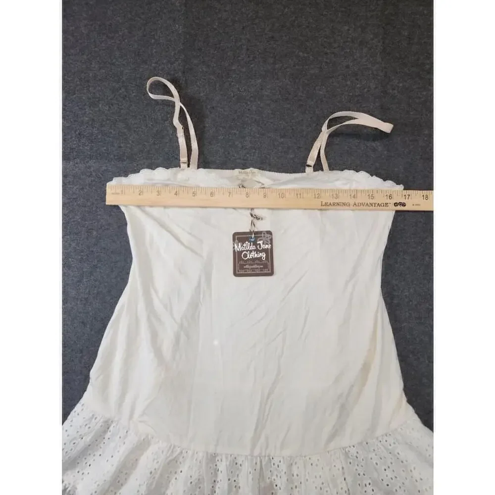 Kids Girls Matilda Jane White Dress Lace Crochet Trim Flared Soft Sz M NWT